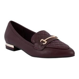 Jones New York Women's Quadia Pointed Toe Quilted Loafers Burgundy Size 8